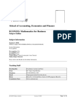 School of Accounting, Economics and Finance ECON222: Mathematics For Business