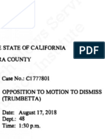 Opposition to Motion to Dismiss (Trumbetta) Filed August 9, 2018 by Plaintiff People of the State of California:: People v. Bassi - Santa Clara County District Attorney Jeff Rosen, Deputy District Attorney Alison Filo - Defense Attorney Dmitry Stadlin - Judge John Garibaldi - Santa Clara County Superior Court Presiding Judge Patricia Lucas - Silicon Valley California - 