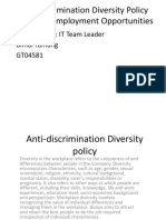 Anti-Discrimination Diversity Policy and Equal Employment Opportunities