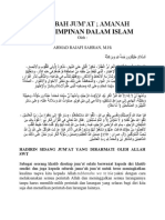 Khutbah Jum'At Amanah Kepemimpinan Dalam Islam: Hadirin Sidang Jum'At Yang Dirahmati Oleh Allah SWT