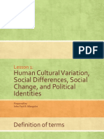 Human Cultural Variation, Social Differences, Social Change, and Political Identities