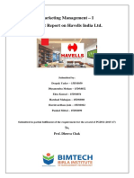 Marketing Management - I Project Report On Havells India LTD