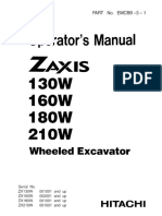 Hitachi ZAXIS 130W Wheeled Excavator Operator's Manual SN 001001 and Up PDF