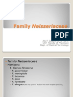 Family Neisseriaceae: Joy P. Calayo, RMT, MSMT UST Faculty of Pharmacy Dept. of Medical Technology