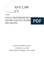 Company Law Project: Legal Provisions Regarding Listing and de Listing of Securities