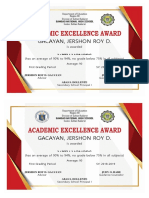 Academic Excellence Award Junior High A4