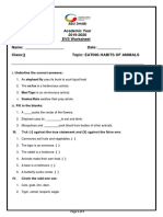 Academic Year 2019-2020 EVS Worksheet Name: - Date: - Class:3 Topic: Eating Habits of Animals