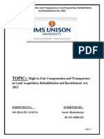 Topic:-: Right To Fair Compensation and Transparency in Land Acquisition, Rehabilitation and Resettlement Act, 2013