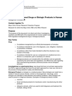 Use of Investigational Drugs or Biologic Products in Human Subjects Research