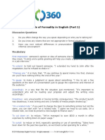 Skills 360 - Levels of Formality in English (Part 1) : Discussion Questions