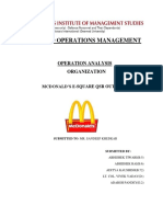 Advanced Operations Management: Operation Analysis Organization
