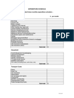 Schedule of Monthly Expenditure