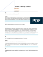 NCERT Solutions For Class 12 Biology Chapter 1: Reproduction in Organisms Class 12