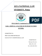 Chanakya National Law University, Patna: Critical Analysis of SP Singh Vs Union of India