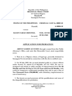 Application For Probation: PP Vs ORDOÑEZ//Criminal Case Nos. 00883-18 & 00884-18 Viol. of RA 10951 Page 1 of 3