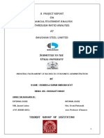 A O F S A Through Ratio Analysis AT: Bhushan Steel Limited