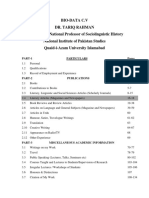 Bio-Data CV Dr. Tariq Rahman