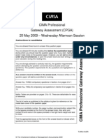 CIMA Professional Gateway Assessment (CPGA) 20 May 2009 - Wednesday Afternoon Session