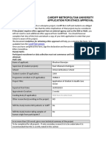 Exemplar 1:: Cardiff Metropolitan University Application For Ethics Approval