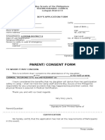 Parent/ Consent Form: Boy Scouts of The Philippines Sultan Kudarat Council Lutayan District II Boy'S Application Form