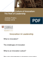 Fostering A Culture of Innovation: The Role of Leadership: Jaideep Prabhu October 2018