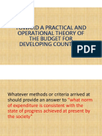 Toward A Practical and Operational Theory of The Budget For Developing Countries