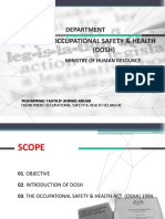 Occupational Safety & Health (DOSH) : Department