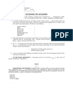 Affidavit of Accident: I, - , of Legal Age, Filipino, Single and A Resident of - , Philippines, After