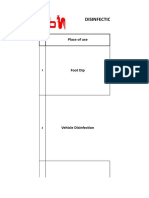 Disinfection and Spray Doses of Different Chemicals: SR# Place of Use