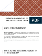 Revenue Management and Its Application in Front Office: A Presentation By: Tanishk Singh