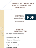 Effectiveness of Police Visibility in Barangay 192 Zone 17 Tondo, Manila City