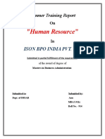 Summer Training Report On "Human Resource" in ISON BPO INDIA PVT. LTD.
