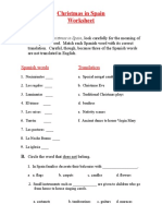 Christmas in Spain Worksheet: Spanish Words Translation