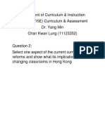 Select One Aspect of The Current Curriculum Reforms and Show What Its Implications Are For Changing Classrooms in Hong Kong