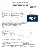 Maths 12th Complex Number Test