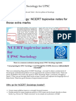 UPSC Sociology - NCERT Topicwise Notes For Those Extra Marks - Sociology For UPSC