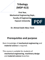 Lec. 01) TRIBOLOGY Outlines