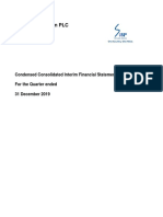 Sri Lanka Telecom PLC: Condensed Consolidated Interim Financial Statements For The Quarter Ended 31 December 2019