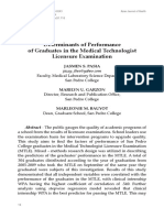 Determinants of Performance of Graduates in The Medical Technologist Licensure Examination