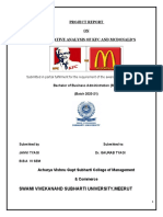 Project Report ON Comparative Analysis of KFC and Mcdonald'S