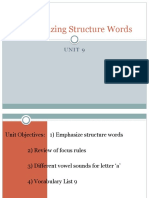 Emphasizing Structure Words: Unit 9