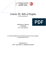 Article III: Bill of Rights: Michelle B. Fajardo L-1900392 1Q - Juris Doctor
