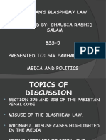 Pakistan'S Blasphemy Law Presented By: Ghausia Rashid Salam BSS-5 Presented To: Sir Farhan Zaheer Media and Politics