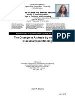 The Change in Attitude by Means of Classical Conditioning: Graduate Studies and Applied Research