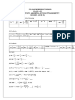 G.D. Goenka Public School Class - Xii Worksheet (With Answers) - Inverse Trigonometry SESSION - (2018-19)