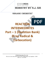 Reaction Intermediate (Free Radical and Carbocation) Question Bank PDF