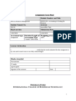 Assignment Cover Sheet Qualification Module Number and Title