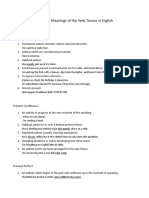 Uses and Meanings of The Verb Tenses in English