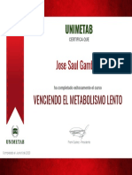 Jose Saul Gamboa - Certificado Venciendo El Metabolismo Lento