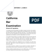 California Bar Examination: JULY 2015 Essay Questions 1, 2 and 3